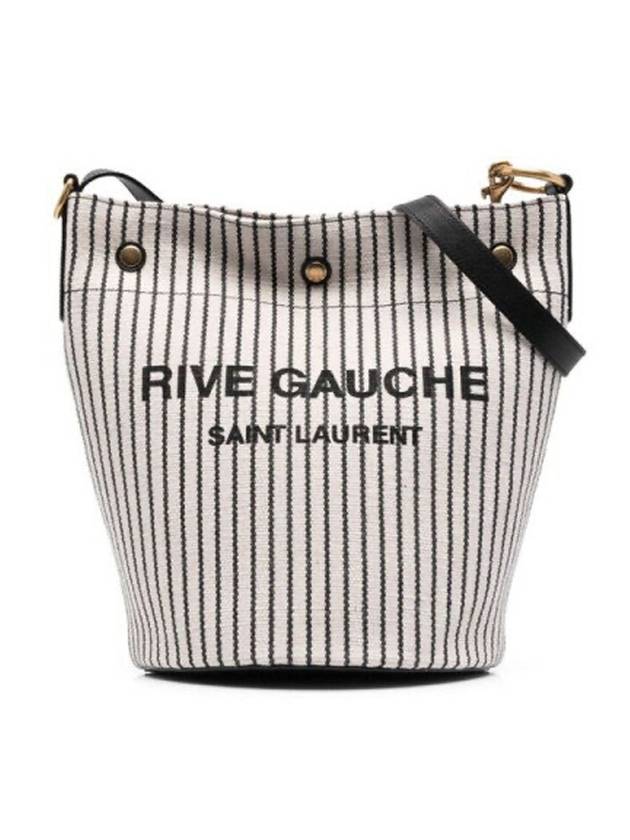 YSL Saint Laurent Luxury Trending Rive Gauche Striped Bag Leather Canvas Black Bucket Bag