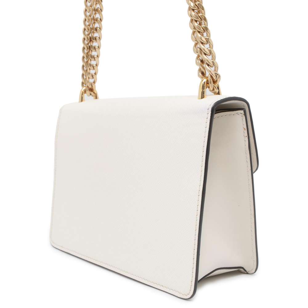Prada Chainshoulder Bag Leather Saffiano White