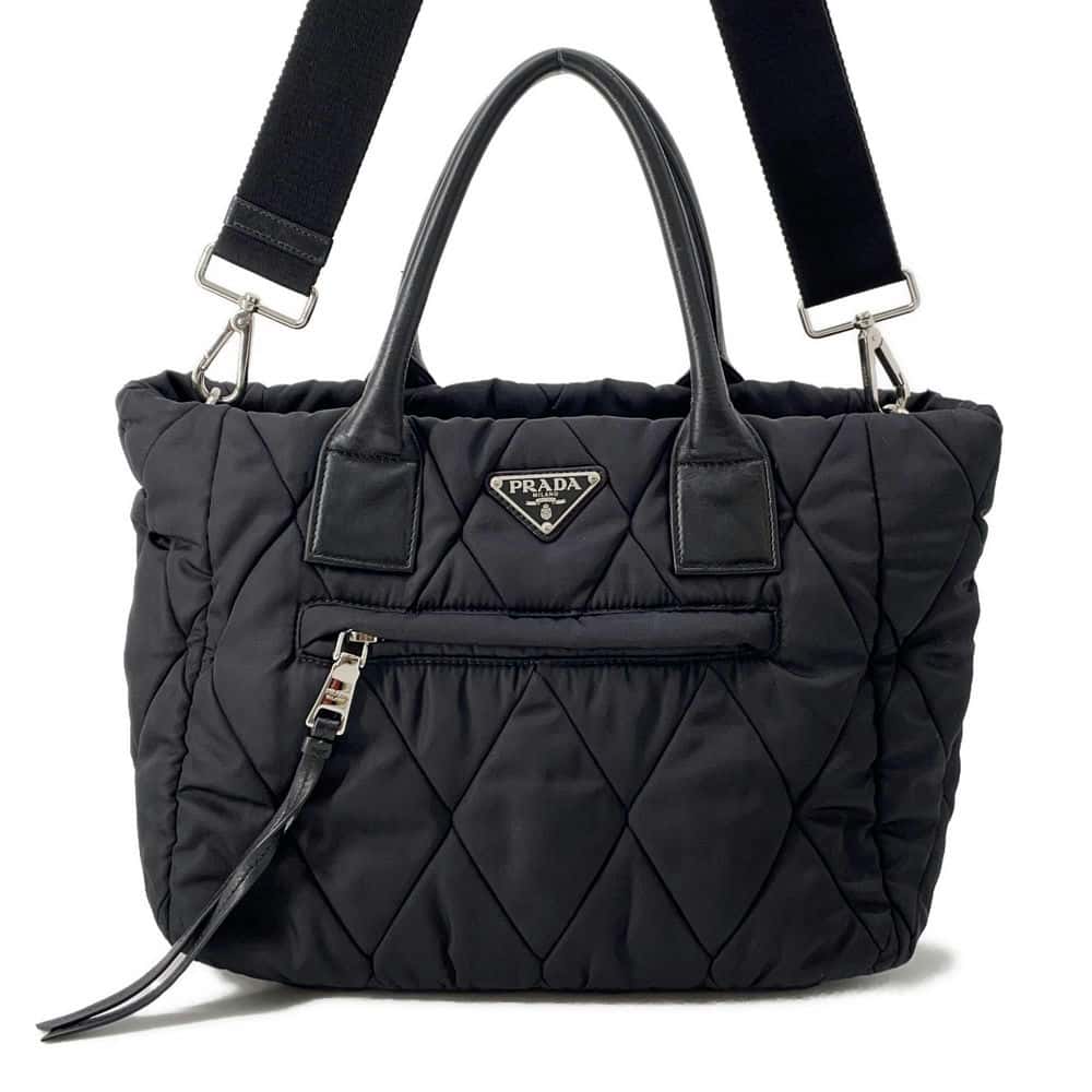 Prada Bomber 2Way Tote Bag Nylon Black
