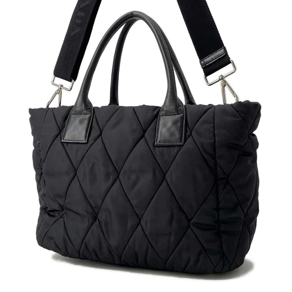 Prada Bomber 2Way Tote Bag Nylon Black