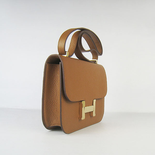 Hermes Luxury Constance Cowskin Bag H Light Coffee Leather Gold Travel Bag
