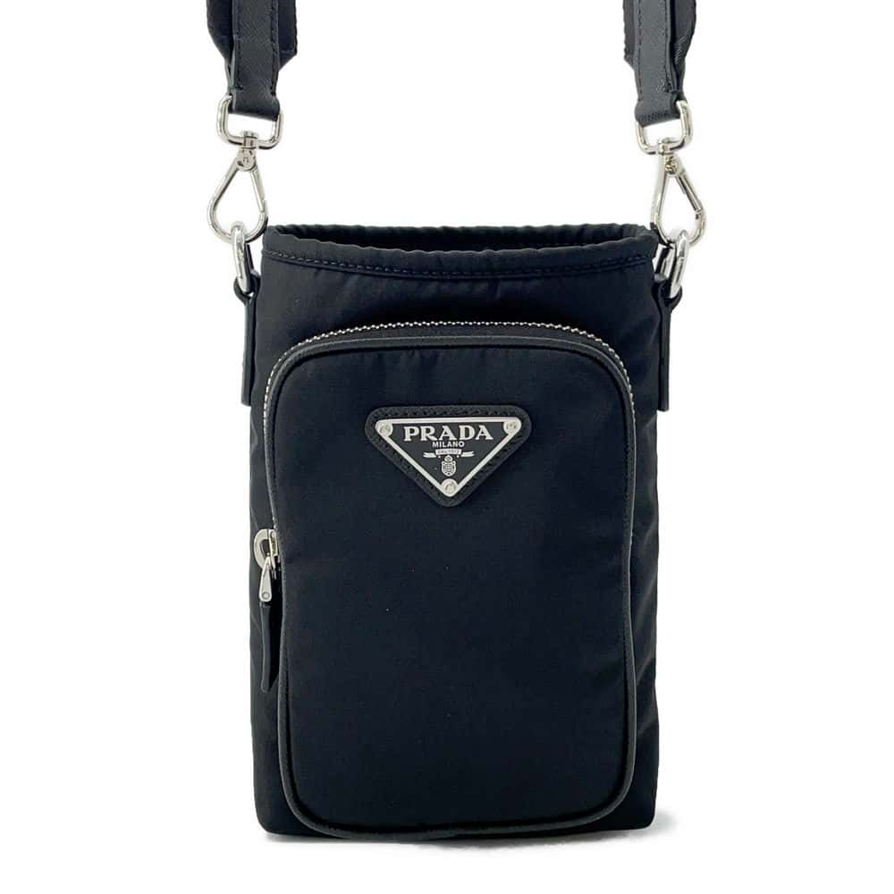 Prada Smartphone Case Luxury Handbag Nylon Black Travel Bag