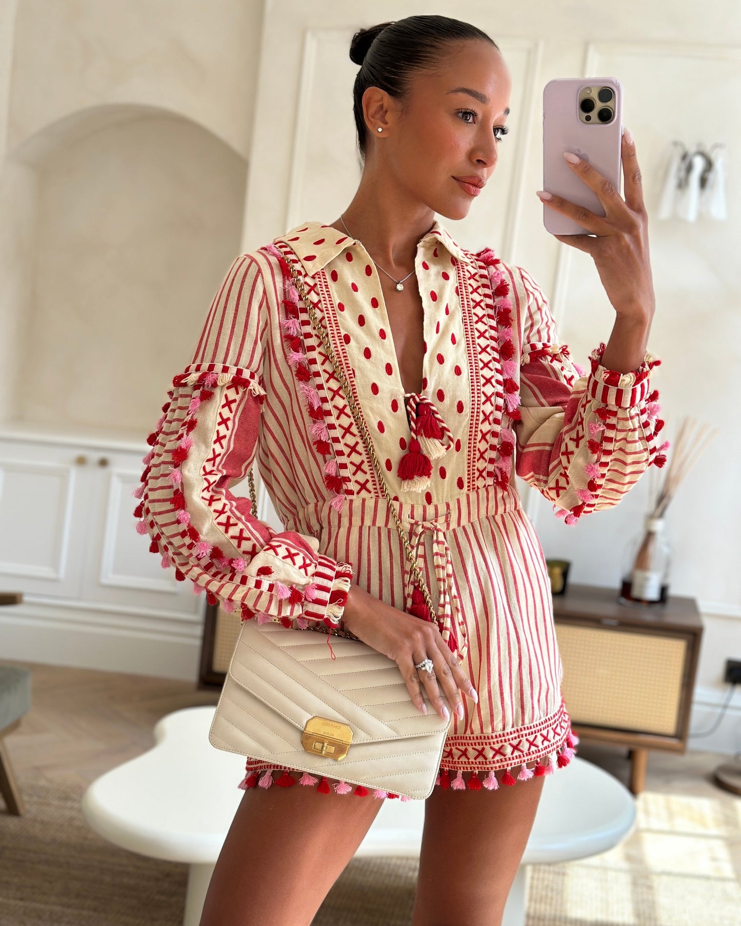 Chanel Cream Gabrielle Quilted Calfskin with Antique Gold Hardware Accessory