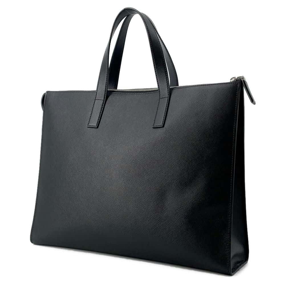 Prada Briefcase Leatherleather Luxury Handbag Saffiano Black Travel Bag