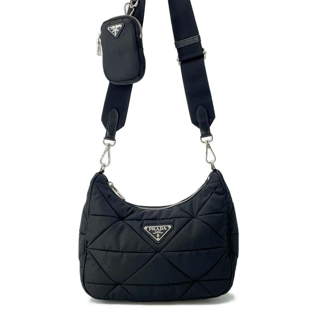 Prada Tessuto Quilt Shoulder Bag Nylon Black