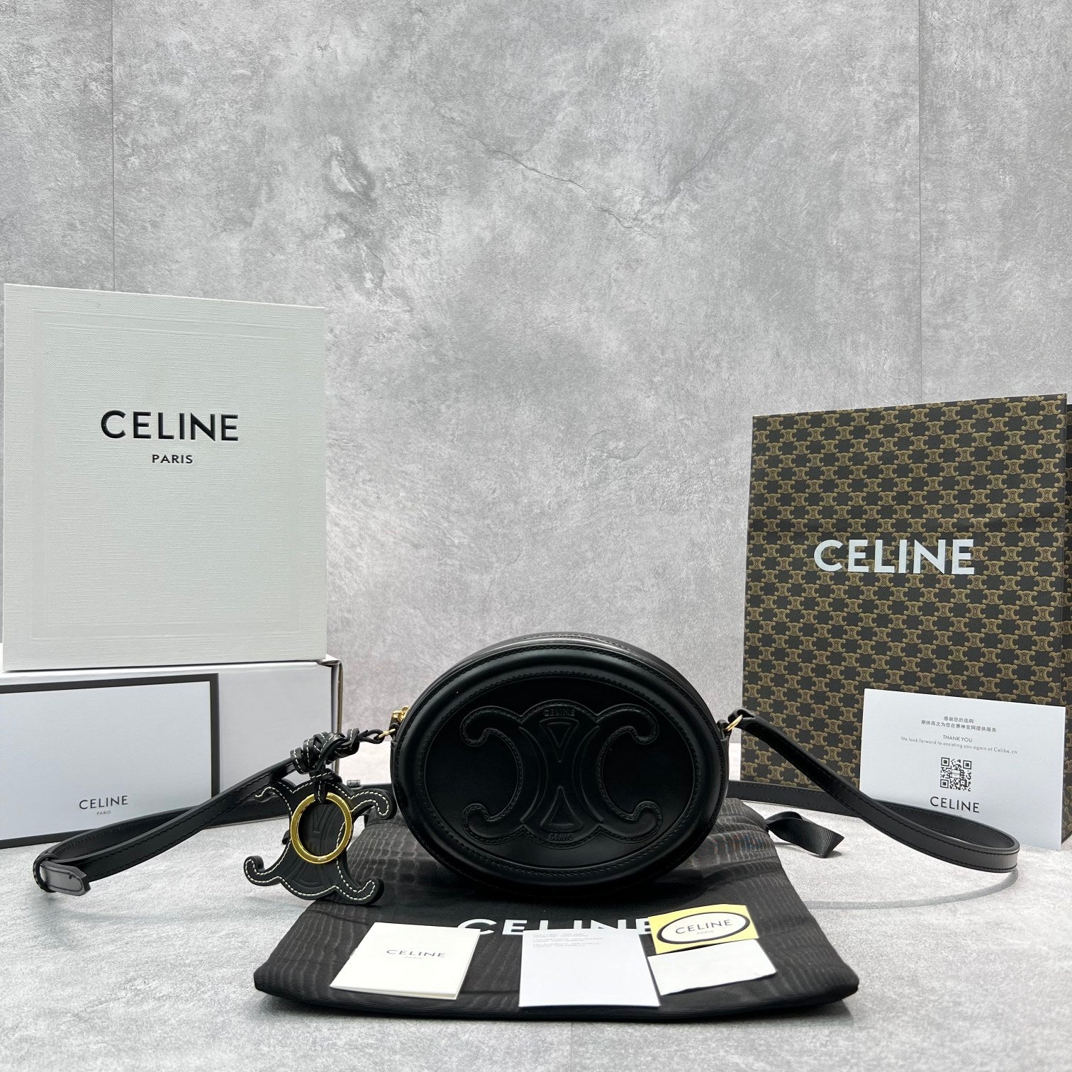 Top Quality Crossbody Oval Purse Cuir Triomphe Black Crossbody Bag 10I703Dpq38No 4225