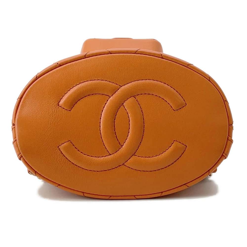 Chanel Matelasse Backpack with Mini Bag Pouch Orange Leather Size Small