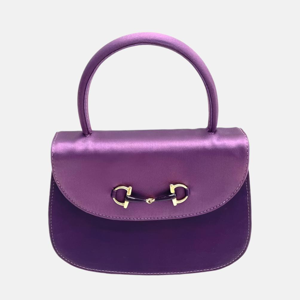 Gucci Horsebit Night Super Purple Strap Satin Mini Top Handle Travel Bag