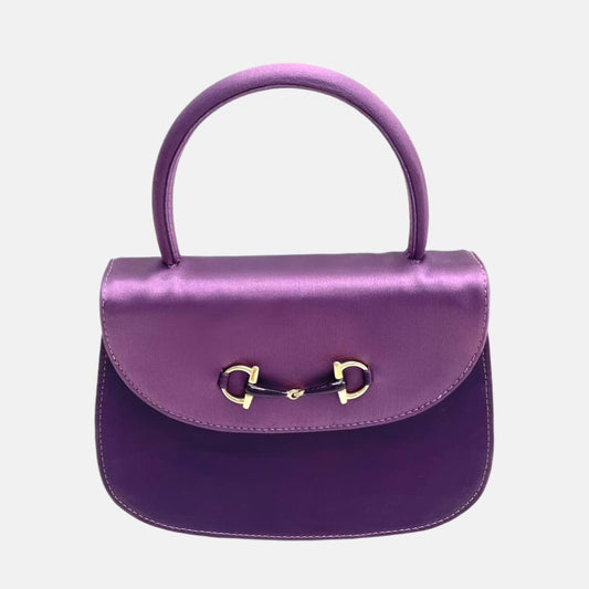Gucci Horsebit Night Super Purple Strap Satin Mini Top Handle Travel Bag