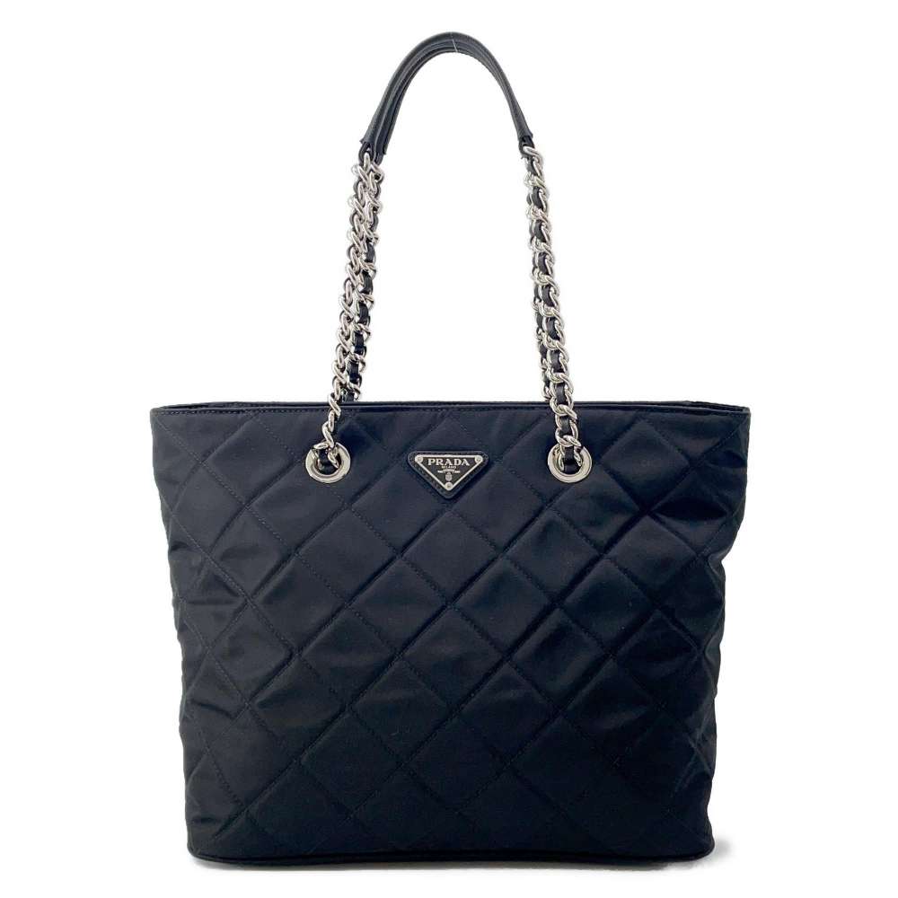 Prada Chaintote Bag Leather Nylon Quilted