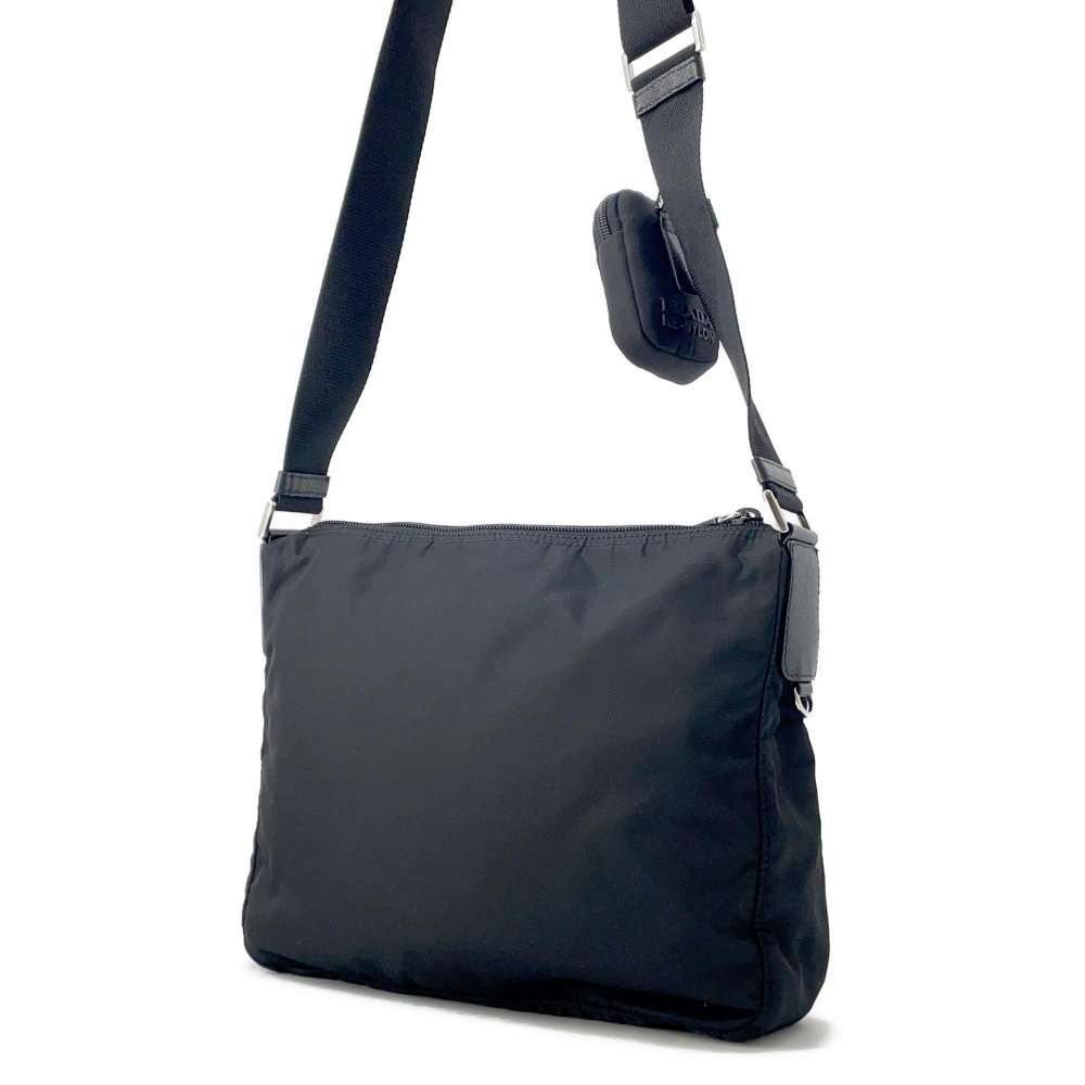 Prada Re Shoulder Bag Leather Nylon Black