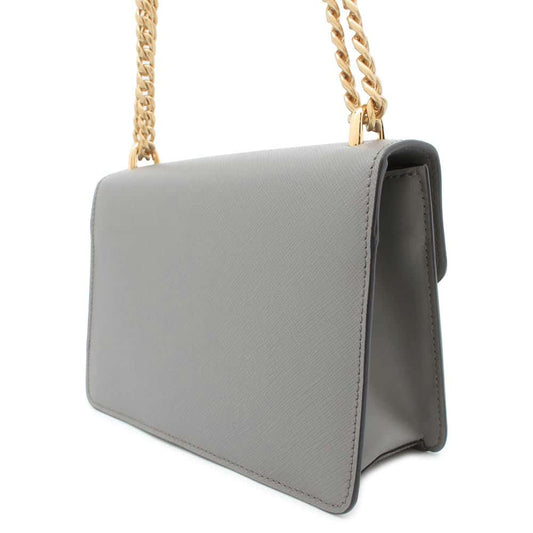 Prada Chainshoulder Bag Leatherleather Saffiano Gray