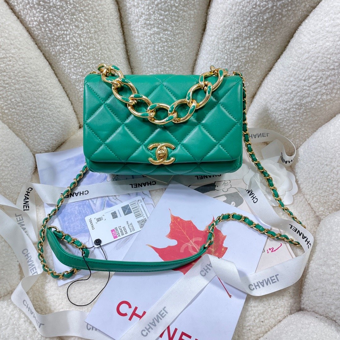 CHL Hardware , ’s , Green Gold Flap Shoulder Bag