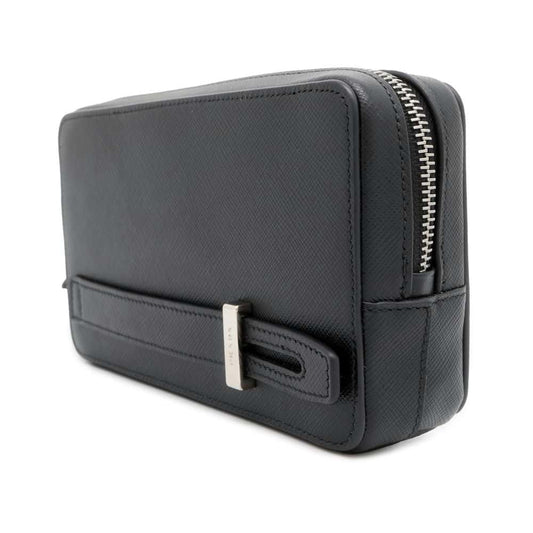 Prada Pouch Luxury Handbag Leather Saffiano Black Clutch Bag