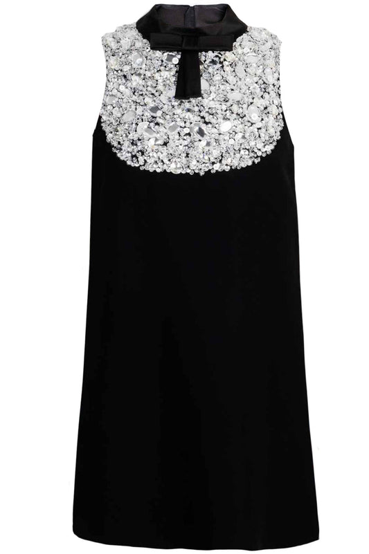 Prada Crystal Embellished Dress Black Handbag