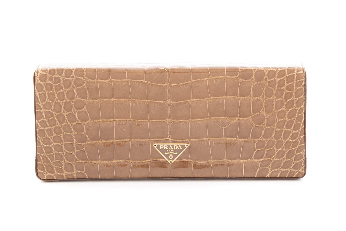 Prada Box Clutch Brown Embossed Clutch Bag