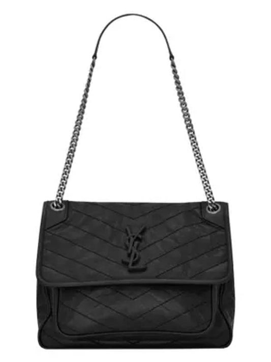 YSL Saint Laurent Saint Laurent Trending Nikki Krinkle Shoulder Bag Leather Black