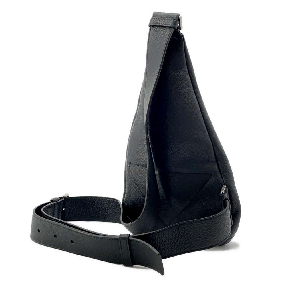 Prada Triangle Cloth Crossbody Bag Vittero Dino Leather Black Logo