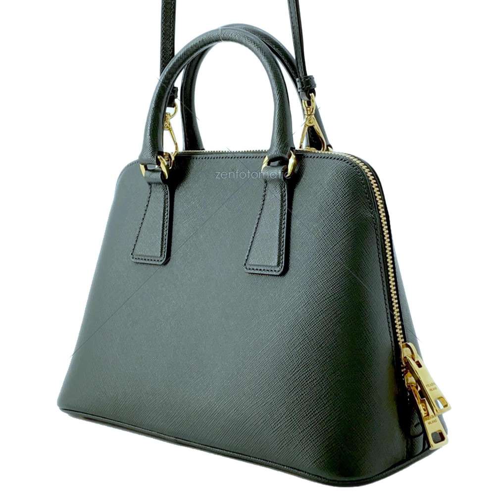 Prada Leatherlux 2Way Handbag Leatherlux Saffiano Green Travel Bag