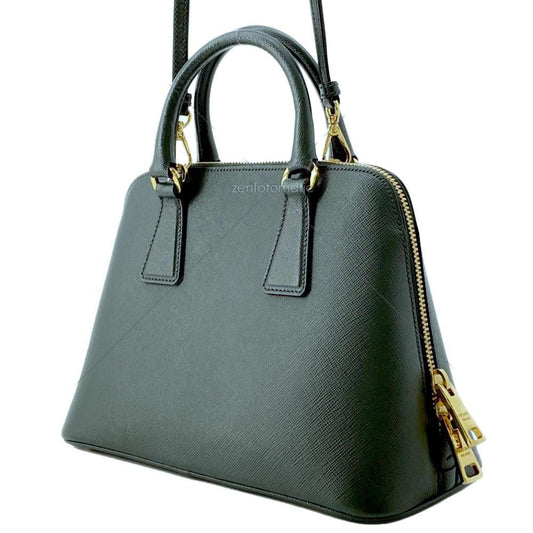 Prada Leatherlux 2Way Handbag Leatherlux Saffiano Green Travel Bag