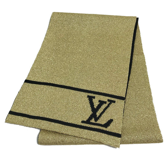 Louis Vuitton Scarf M76167 x Echarpe Glitter Wool Black Gold Apparel