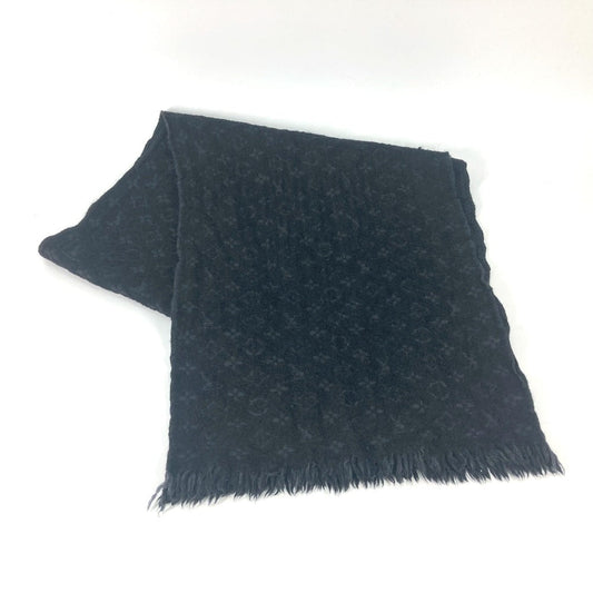Louis Vuitton Scarf M70520 Echarpe Classic Monogram Wool Black Apparel