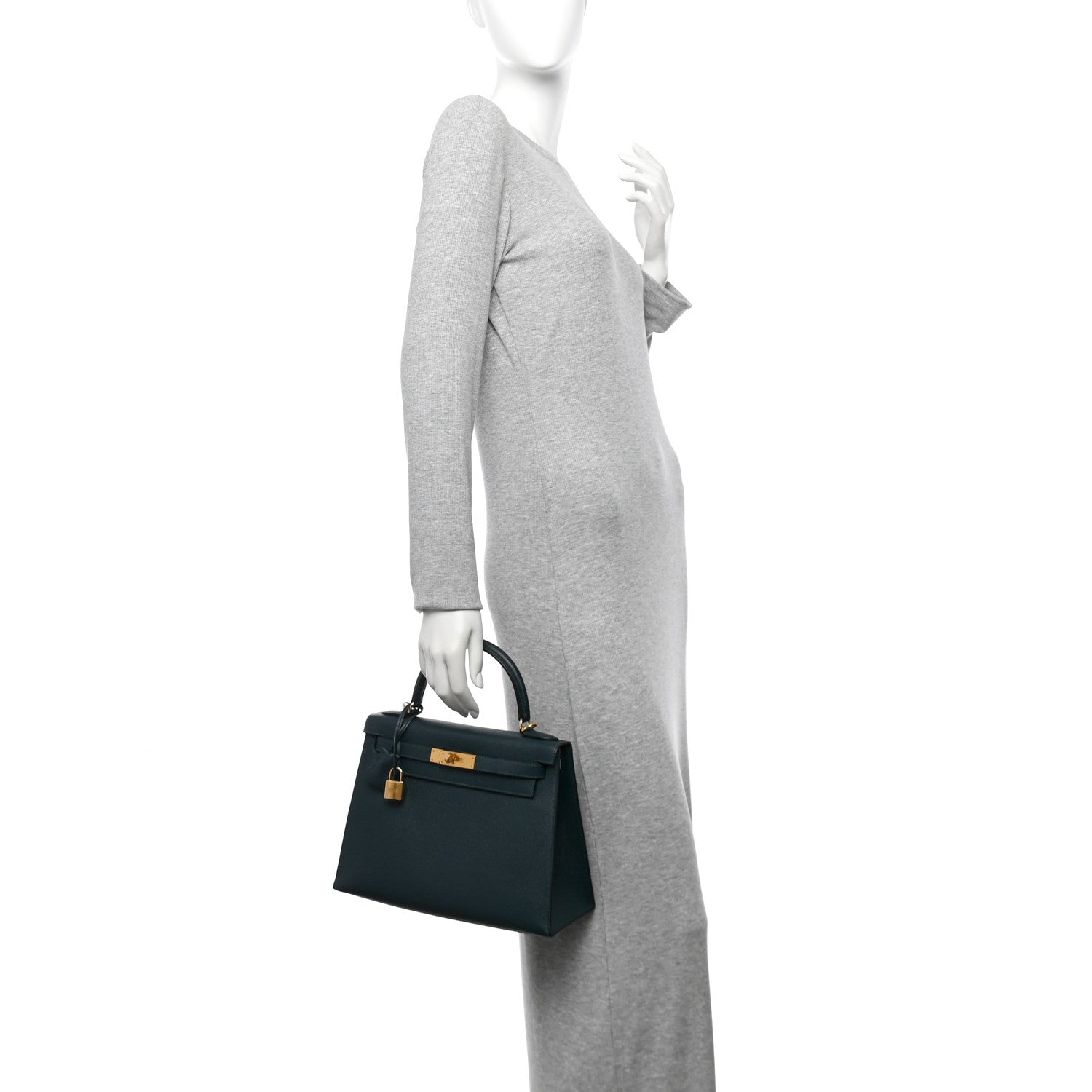 Hermes Epsom Kelly Sellier Vert Cypress Handbag Travel Bag