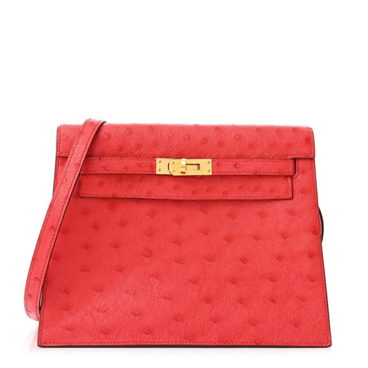 Hermes Ostrich Kelly Danse Ii Belt Bag Rouge Vif