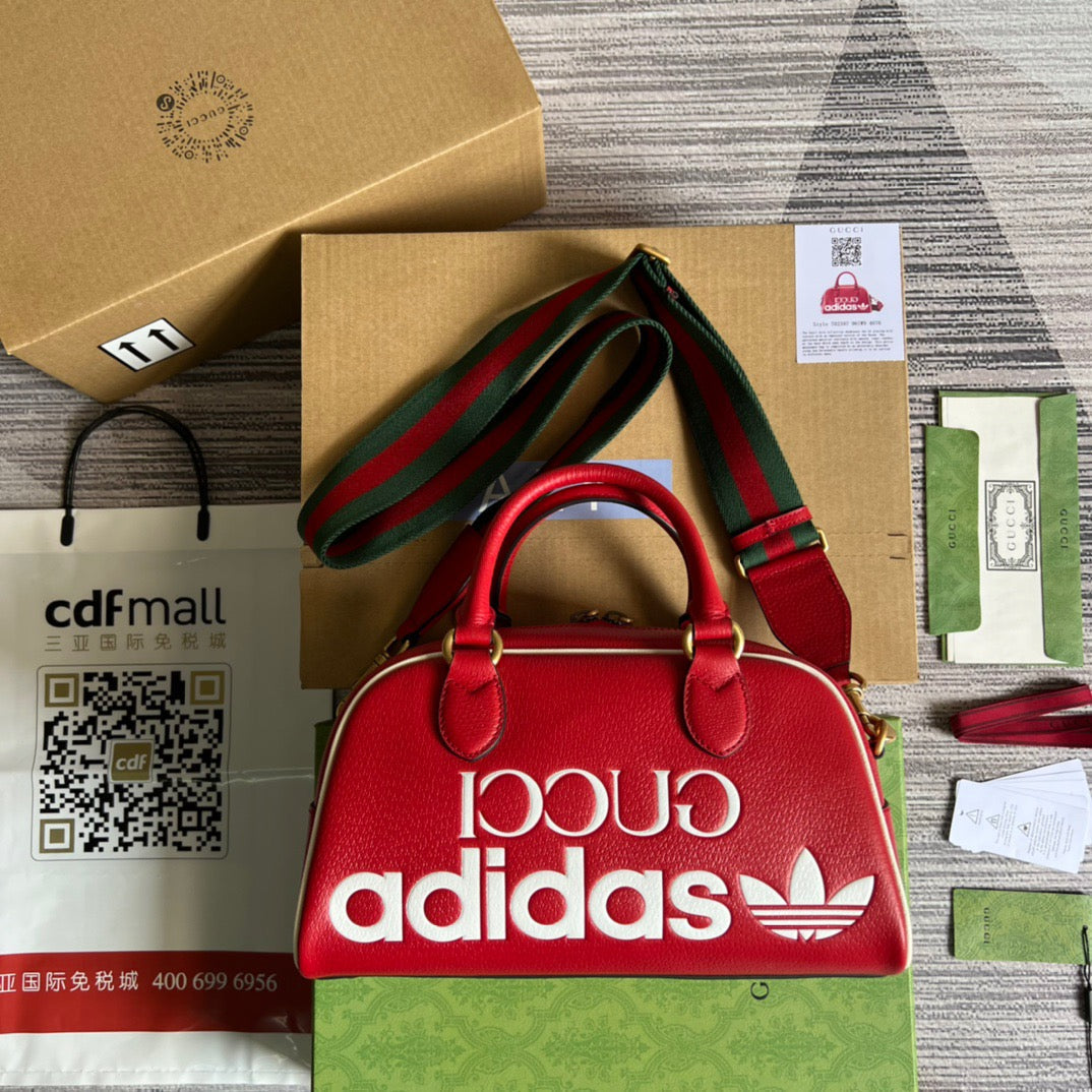 gg x Adidas Duffle , Red Mini Travel Bag