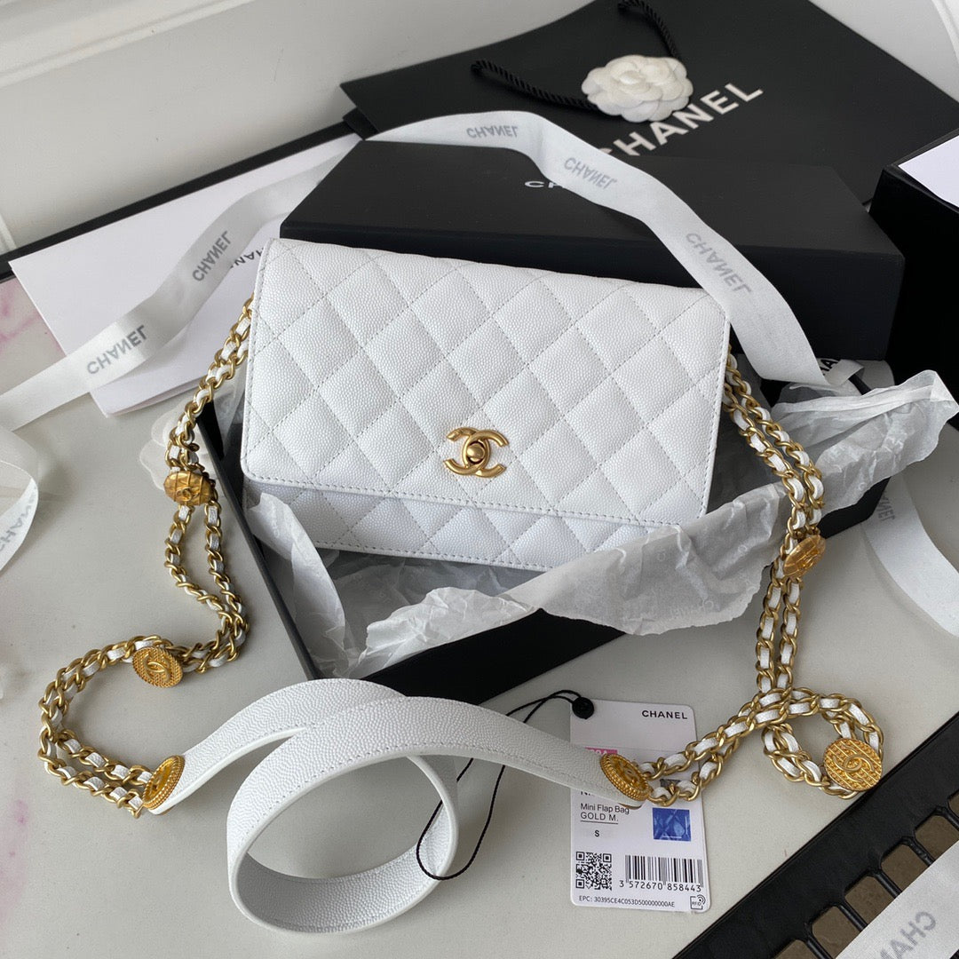 CHLSmall Hardware , ’s , White Gold Flap Shoulder Bag