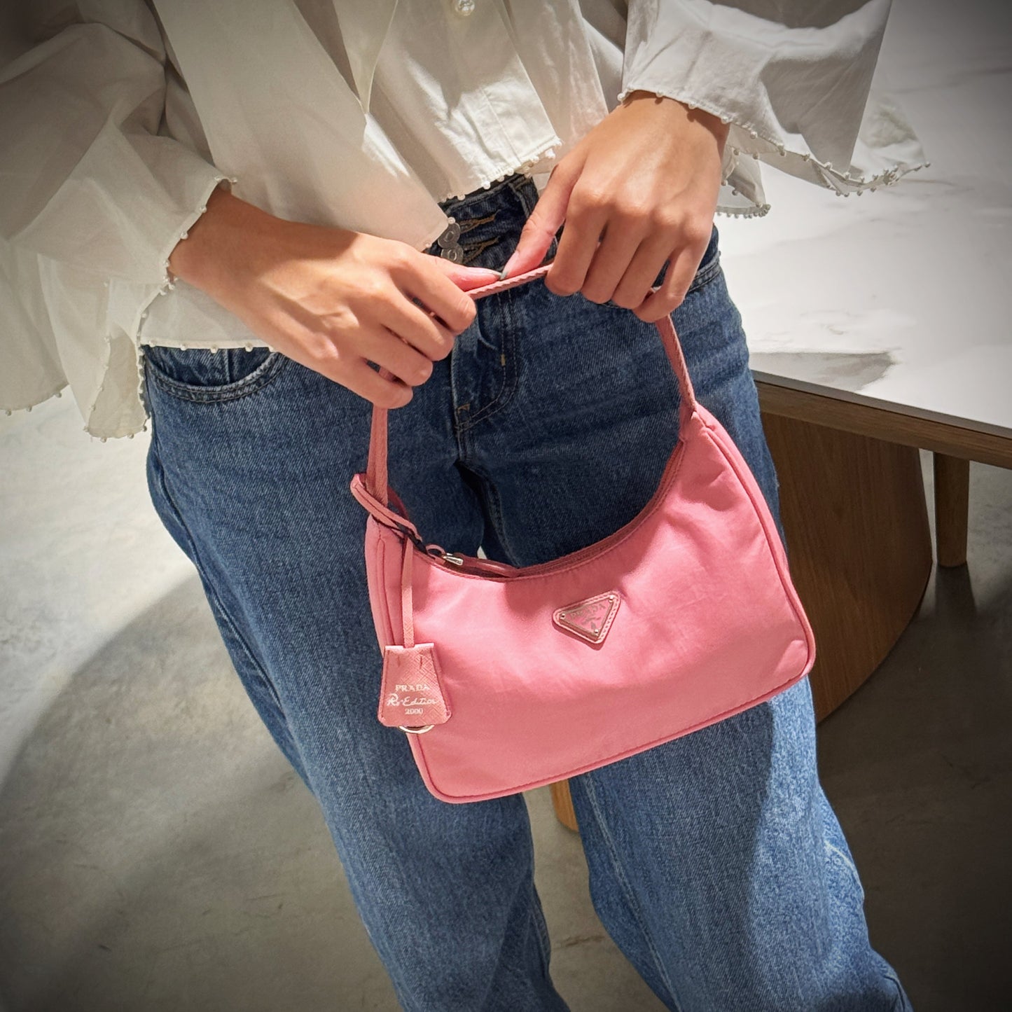 Prada Re Edition Hobo Nylon Pink Hobo Bag