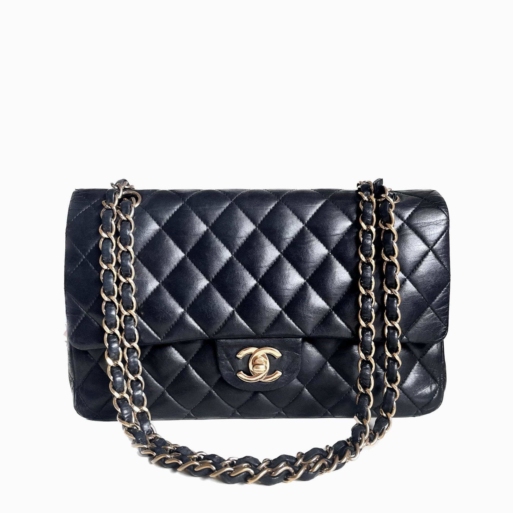 Chanel Timeless Classic Flap 24k Plated Hardware Black Gold Handbag