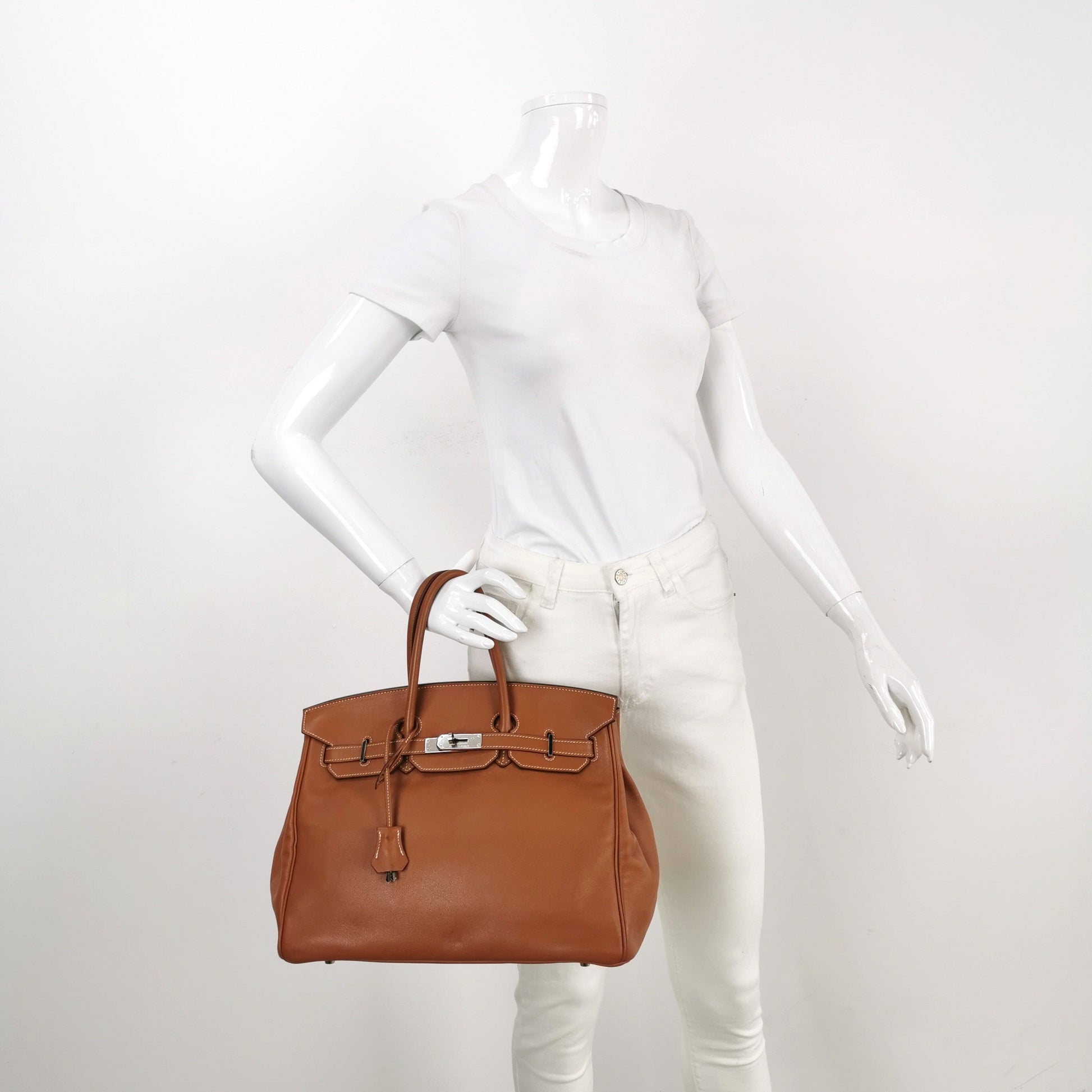 Hermes Birkin Swift Palladium Hardware Handbag Gold Travel Bag