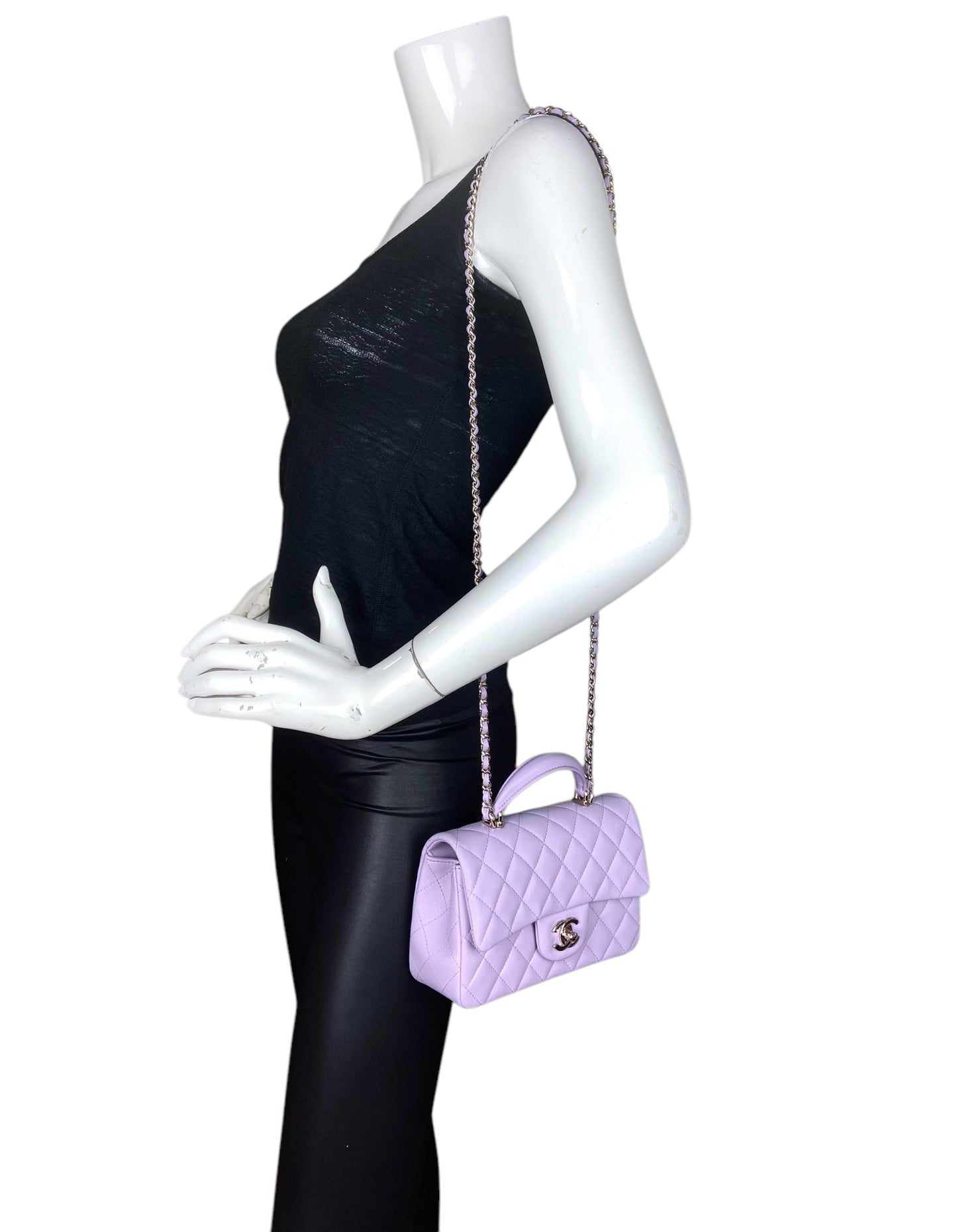 Chanel '24 Light Purple Lambskin Rectangular Mini Flap w/ Handle Bag