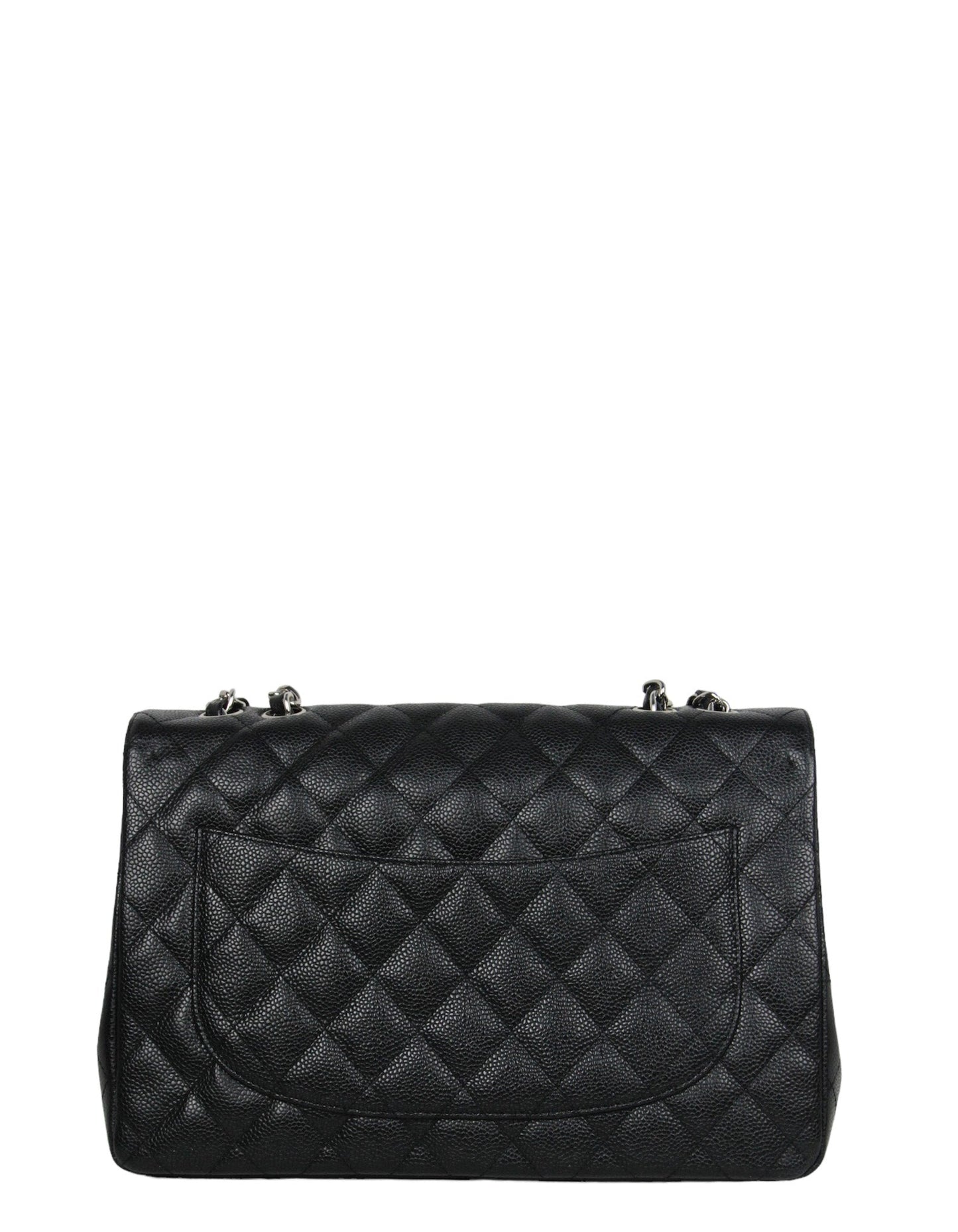 Chanel Black Caviar Leather Single Flap Jumbo Bag