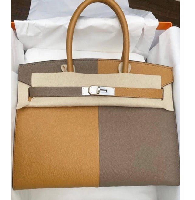 Hermes Birkin Cas Ue Sesame Alezan And Bleu Travel Bag