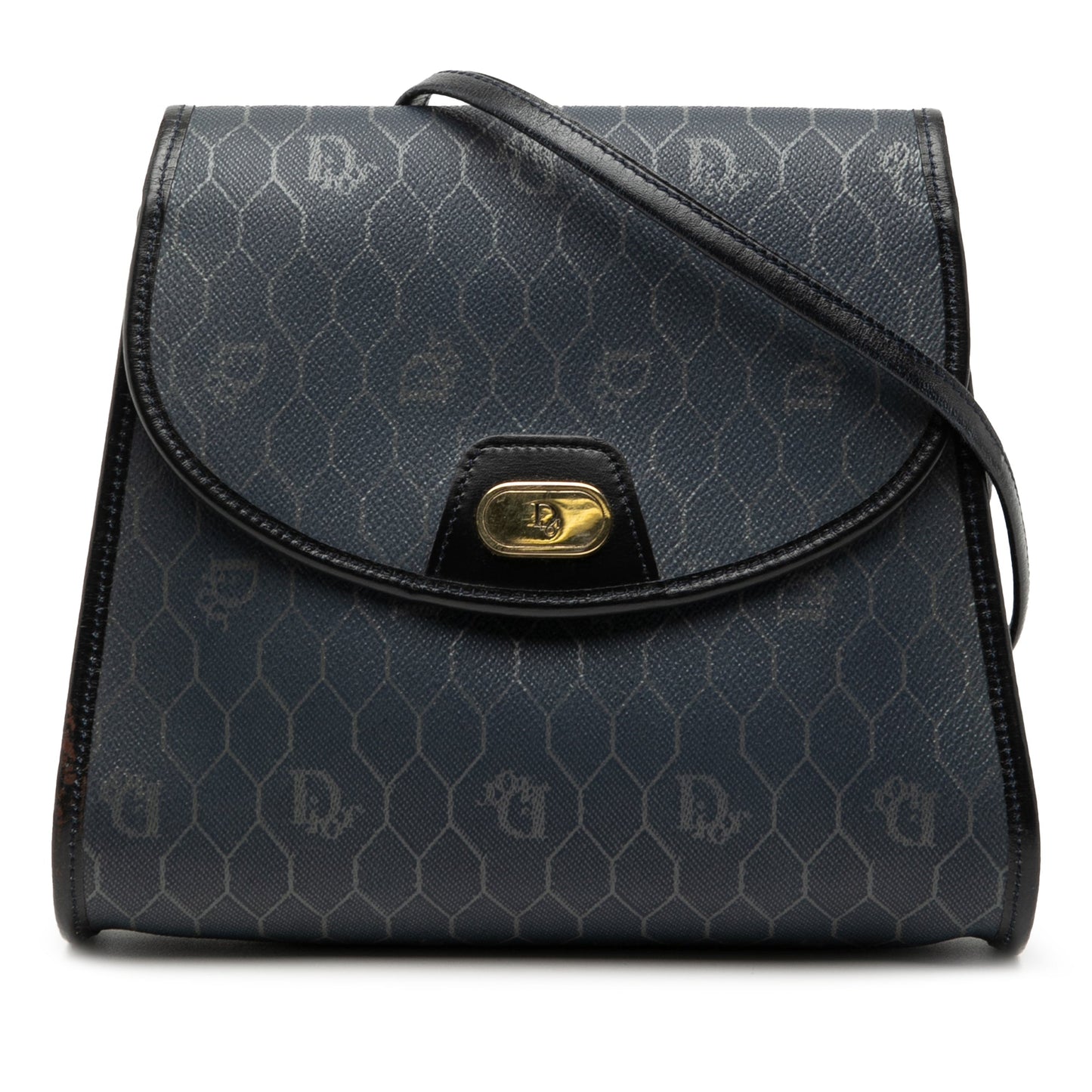 Dior Handbag Honeycomb Coated Crossbody Canvas Blue Crossbody Bag