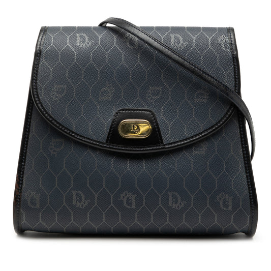 Dior Handbag Honeycomb Coated Crossbody Canvas Blue Crossbody Bag