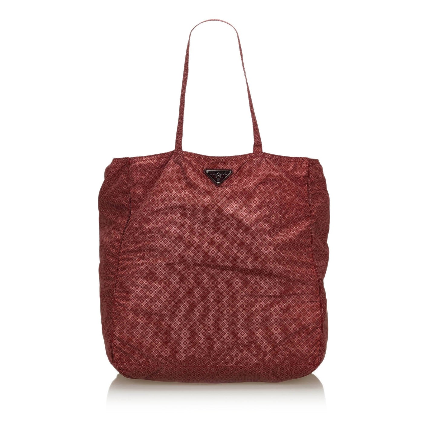 Prada Fabric Printed Tote Bag Italy Nylon Red