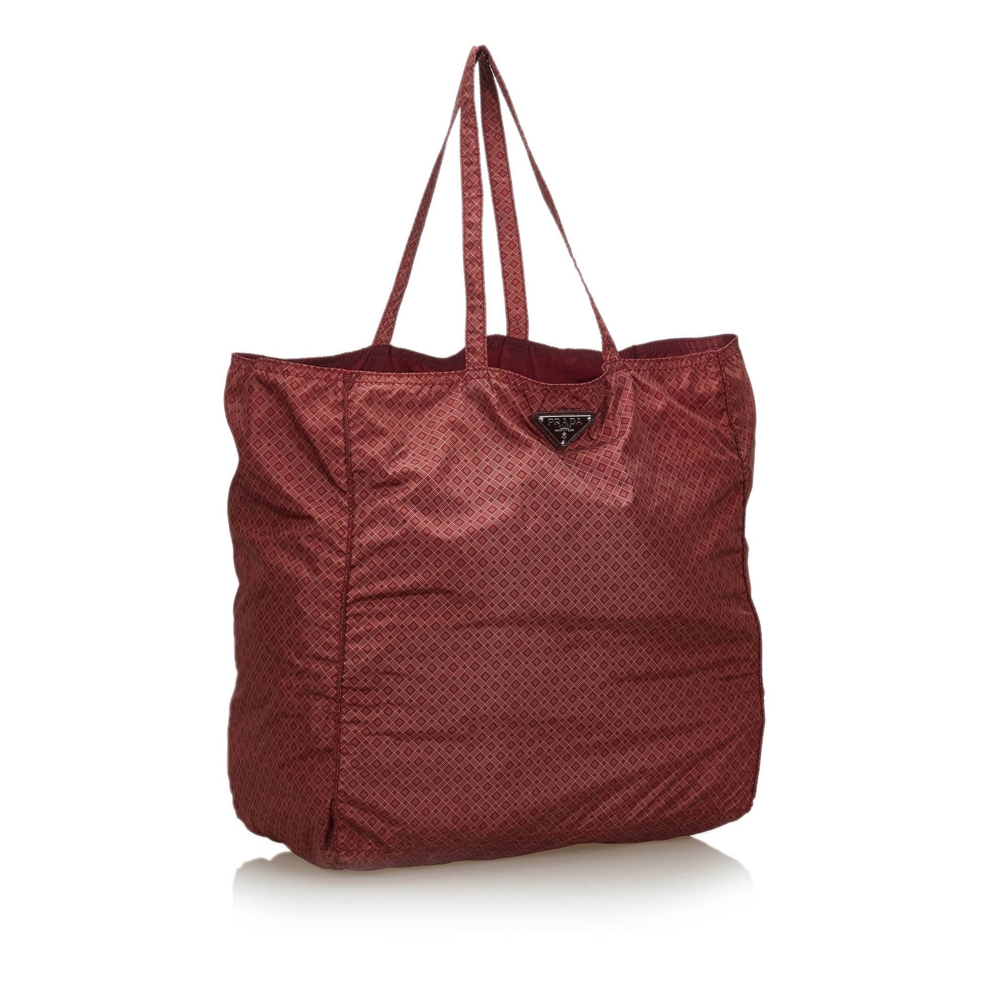 Prada Fabric Printed Tote Bag Italy Nylon Red Tote Bag Italy