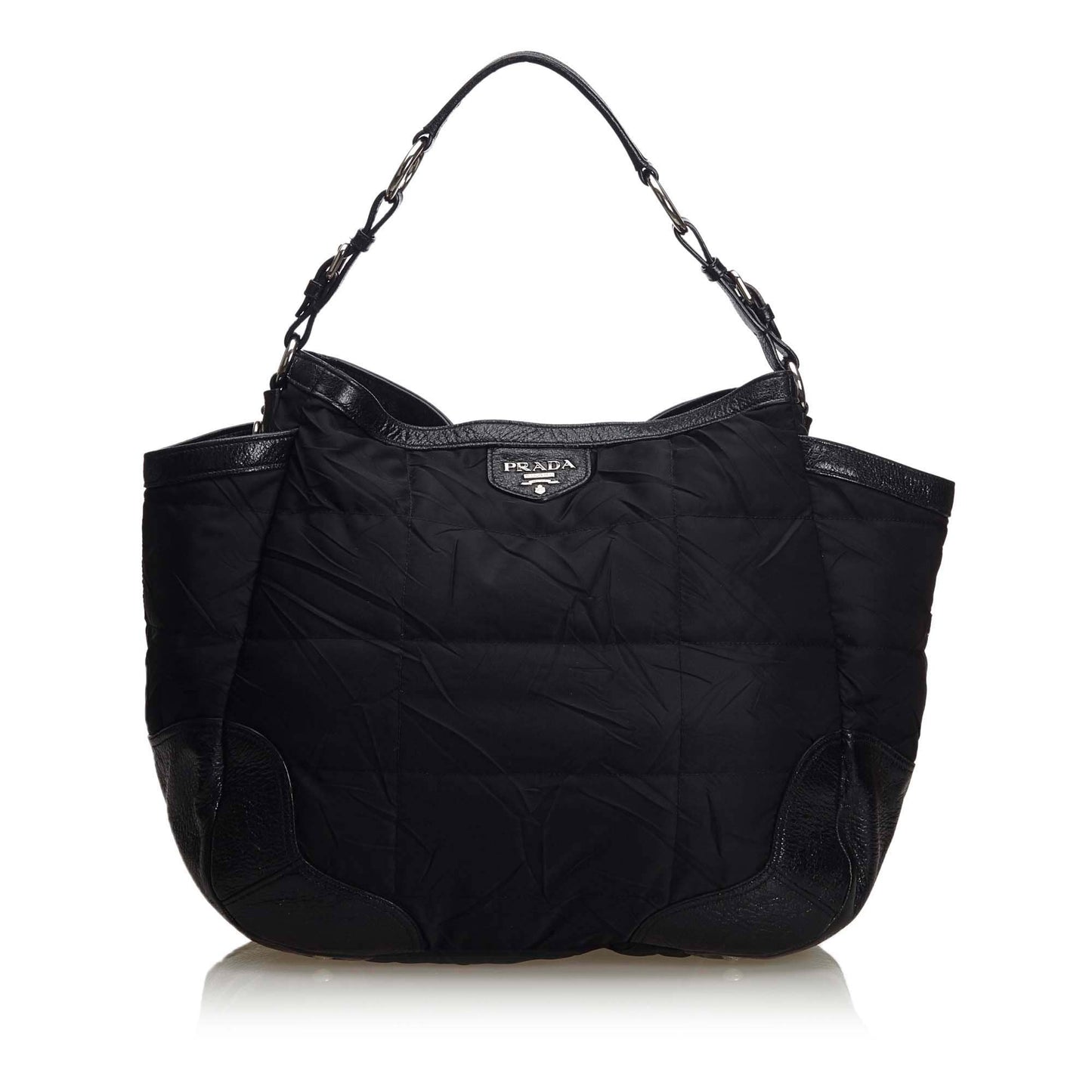 Prada Fabric Tote Bag Italy Nylon Quilted Black 2