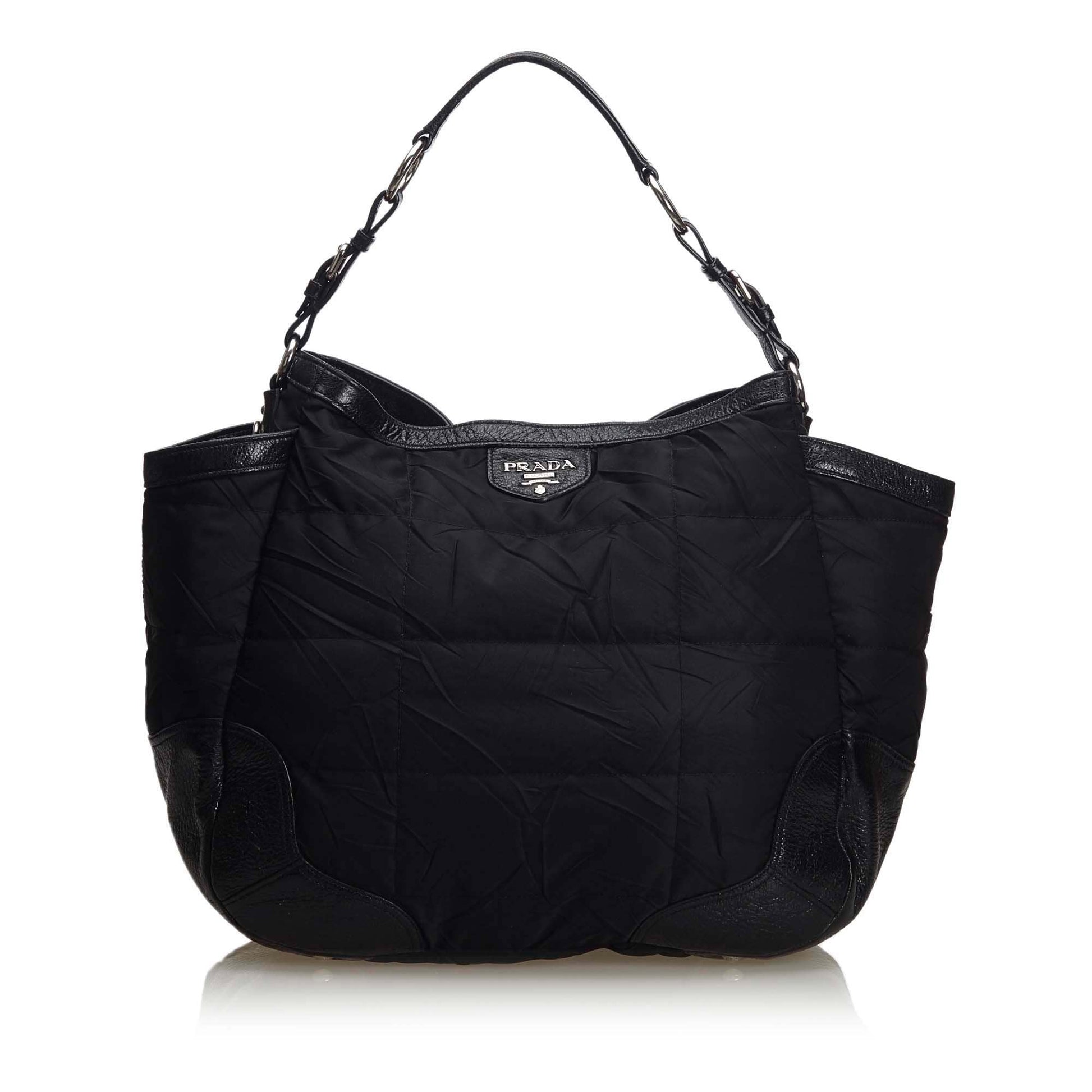 Prada Fabric Tote Bag Italy Nylon Quilted Black 2