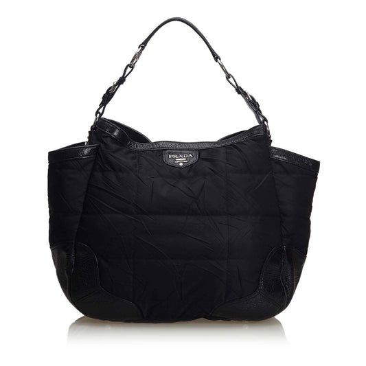 Prada Fabric Tote Bag Italy Nylon Quilted Black 2