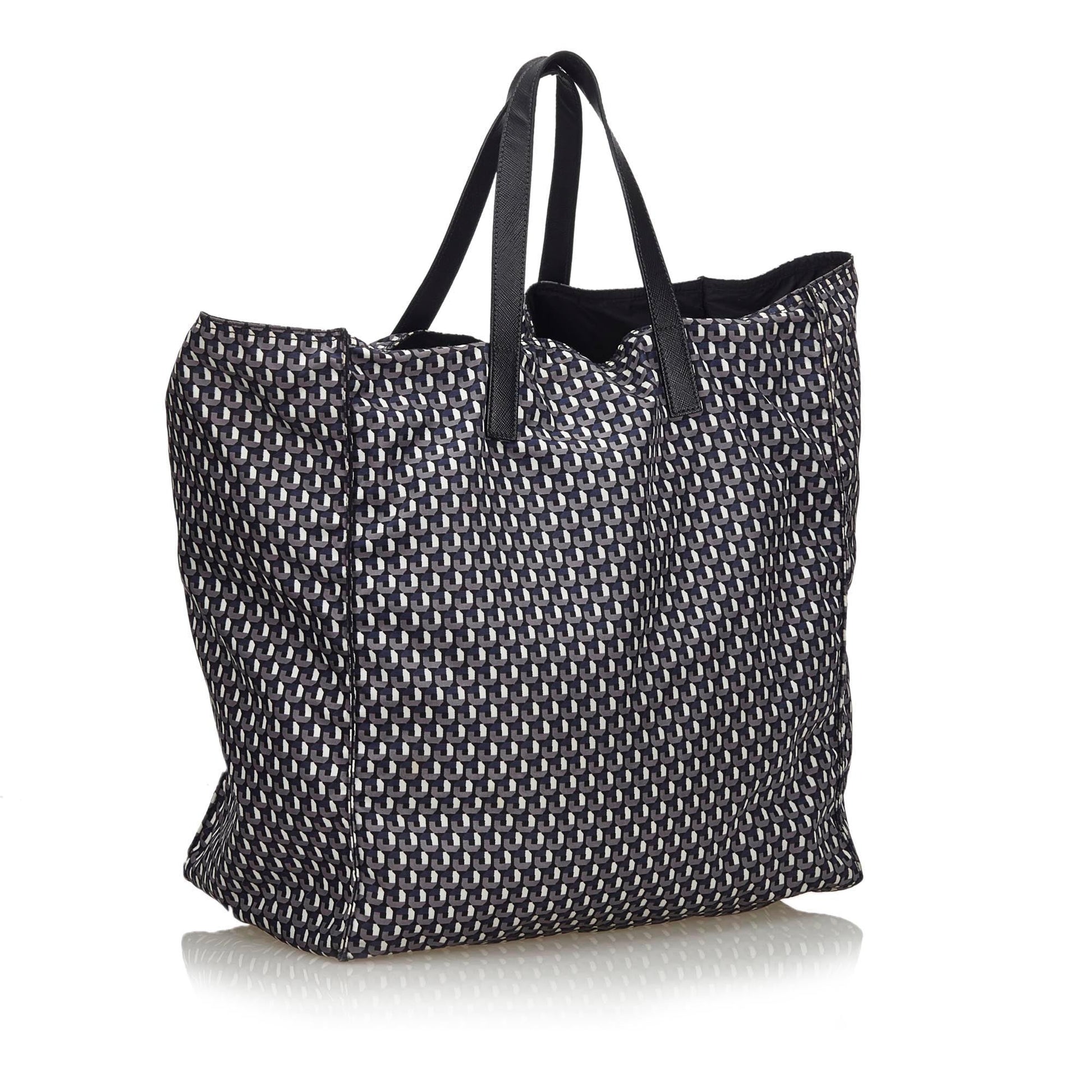 Prada Fabric Stampato Tote Bag Italy Nylon Gray Tote Bag Italy