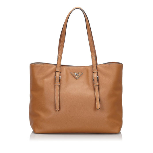 Prada Others Tote Bag Italy Leather Saffiano Brown Tote Bag Italy