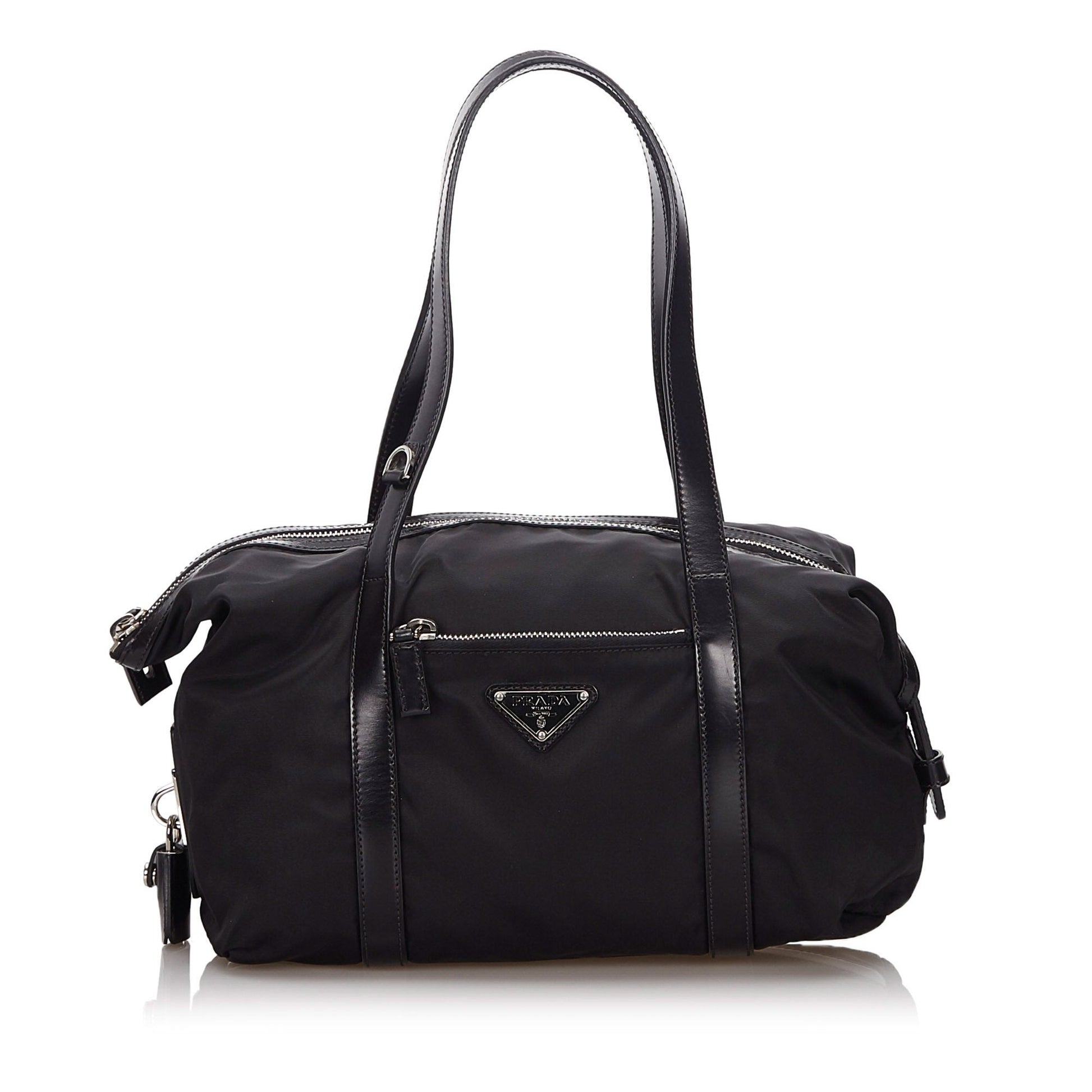 Prada Fabric Tote Bag Italy Nylon Black