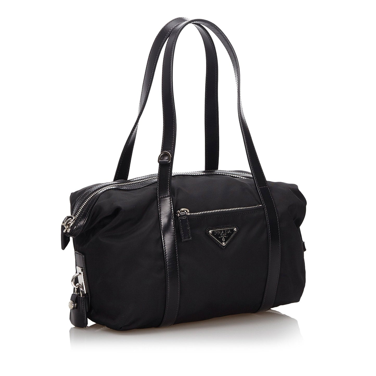 Prada Fabric Tote Bag Italy Nylon Black