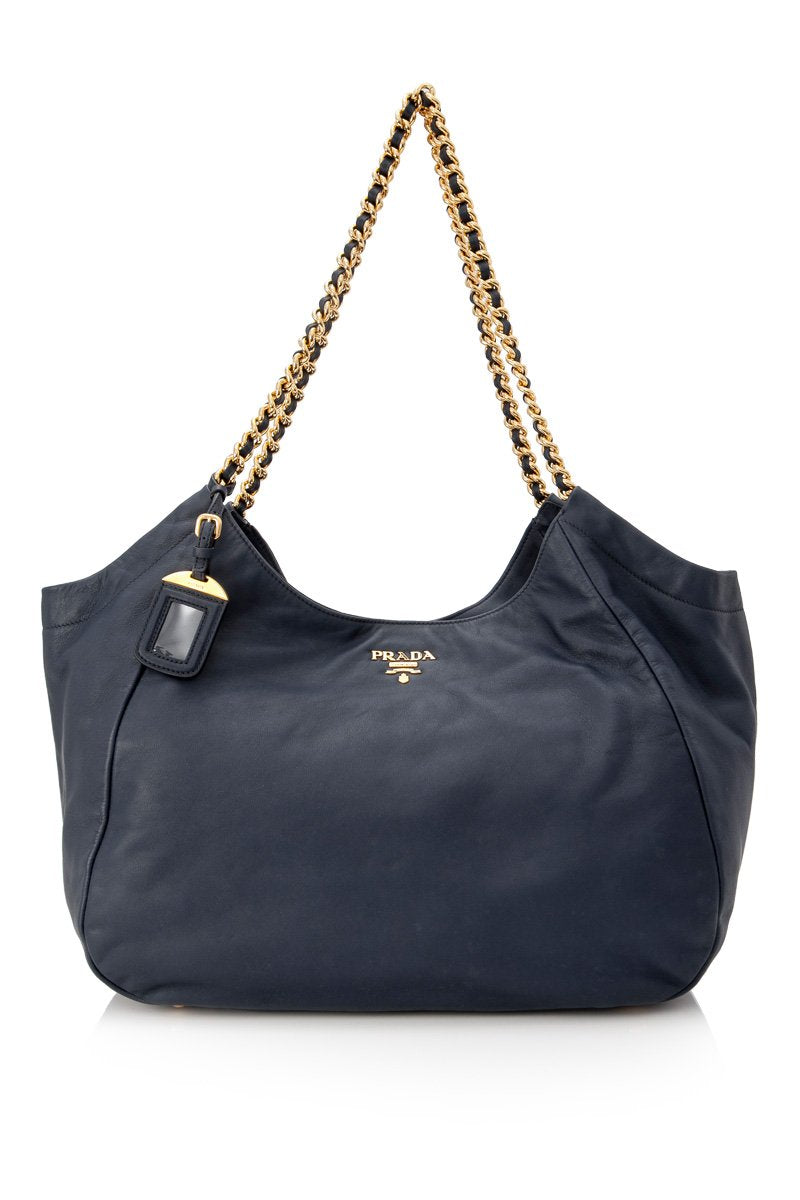 Prada Calf Tote Bag Italy Leather Calf Leather Blue