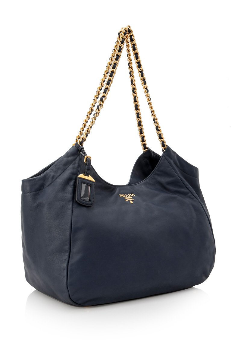 Prada Calf Tote Bag Italy Leather Calf Leather Blue Tote Bag Italy