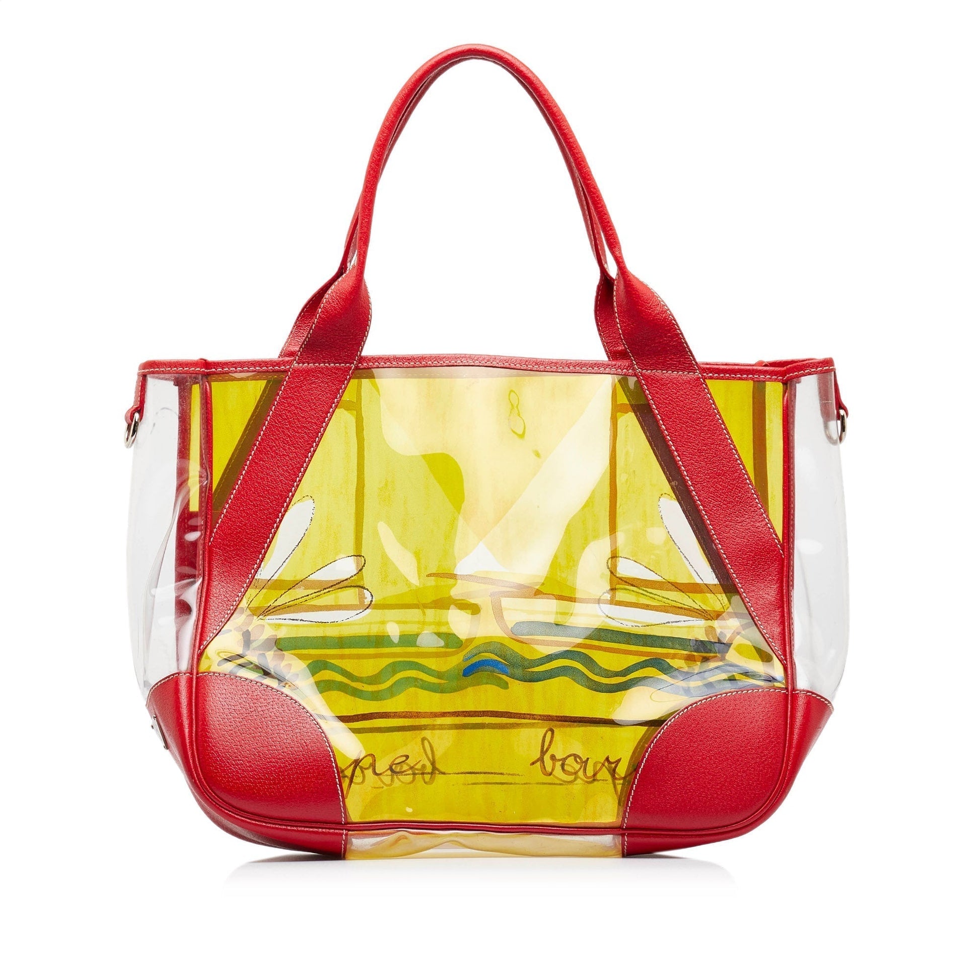 Prada Printed Vinyl Tote Bag Yellow